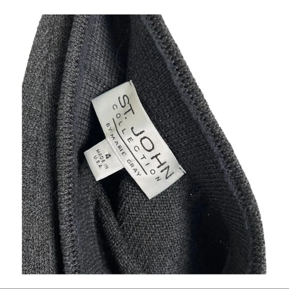 St John Collection by Marie Gray Boucle Slub Knit Heather Grey pant Size 4